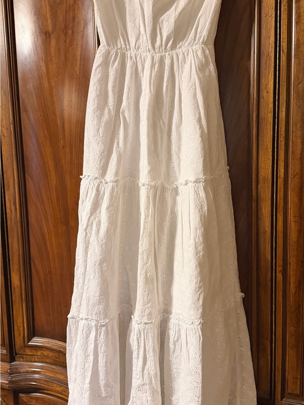 Old Navy White Eyelet Tiered Strapless Maxi Dress